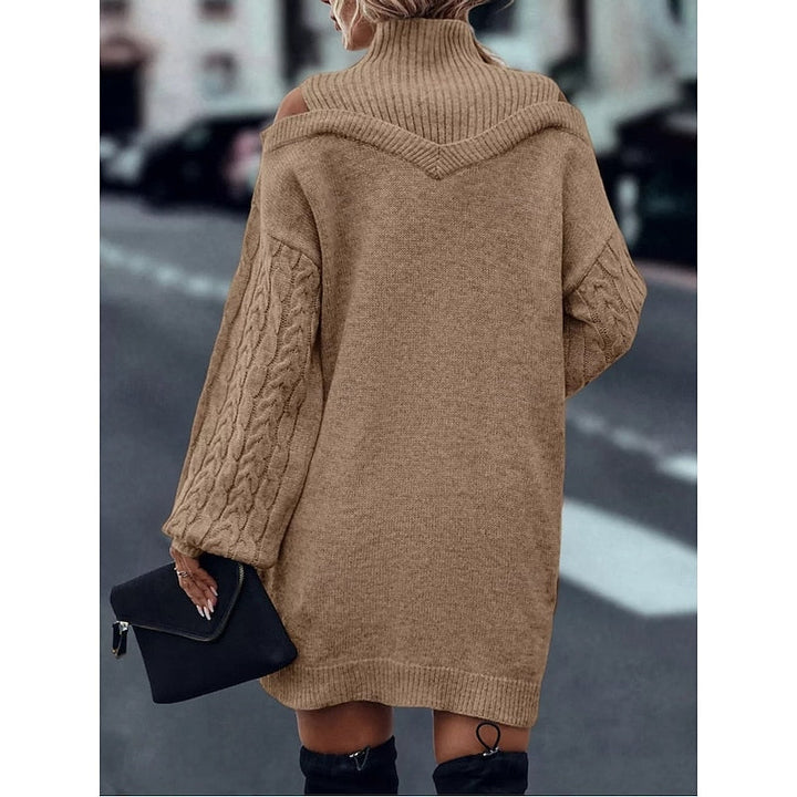 Cold-Shoulder sweter z golfem sukienka