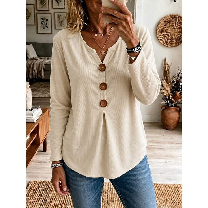 Z guzikami dekolt V top
