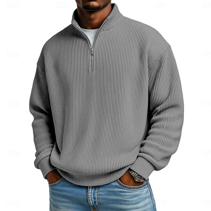 Prążkowany zamek 1/4 sweter