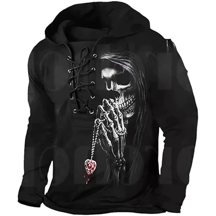 Halloween sznurowane czaszka bluza z kapturem