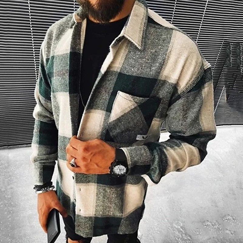 Solidny w kratę Overshirt
