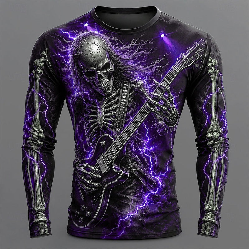 Szkielet Guitar Halloween koszula z długim rękawem