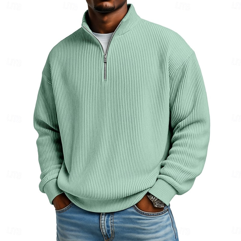 Prążkowany zamek 1/4 sweter