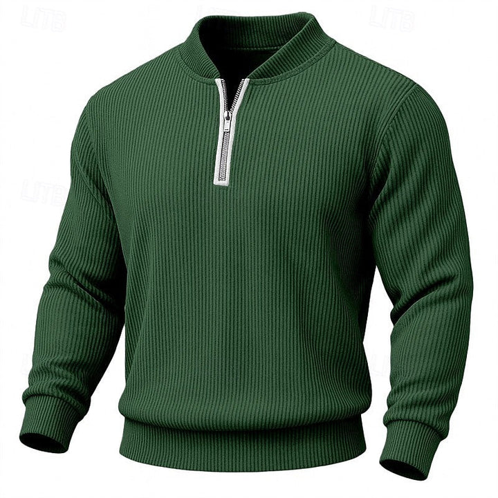 Prążkowany zamek 1/4 sweter