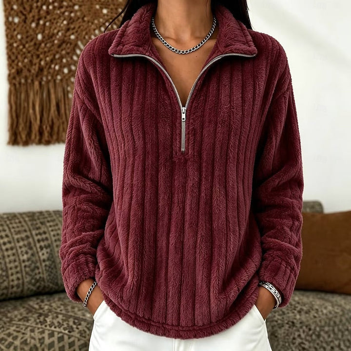 Przytulny fakturowany zamek 1/4 sweter