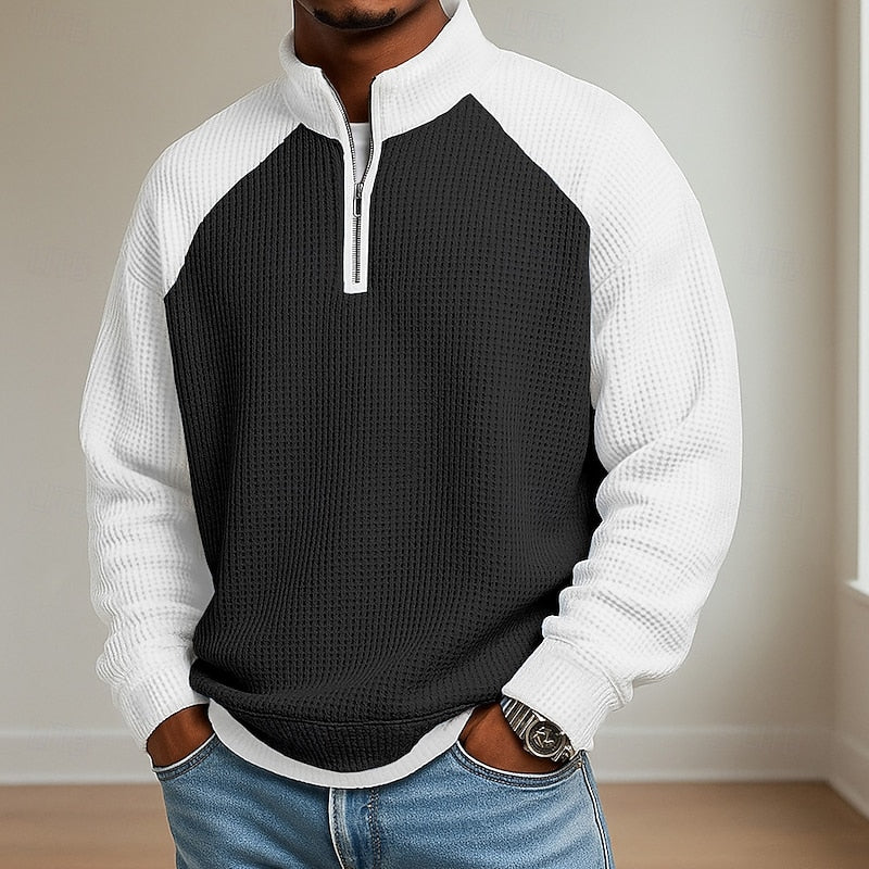 Fakturowany zamek 1/4 sweter