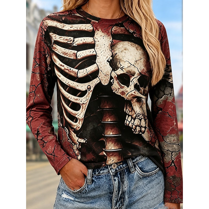 Halloween szkielet długi rękaw top