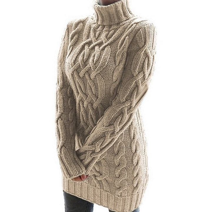 Cable-Textured sweter z golfem sukienka
