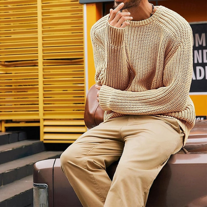 Prążkowany Round-Neck sweter