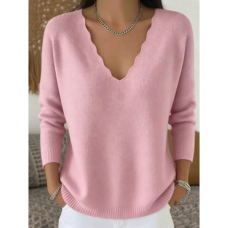 Scalloped dekolt V Halloween sweter