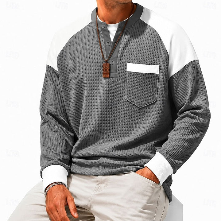 Colorblock długi-rękaw Henley