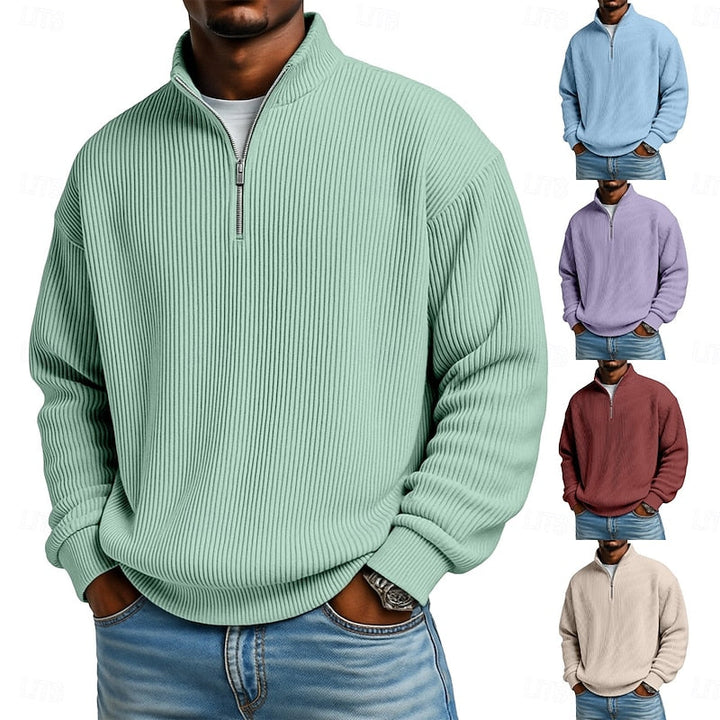 Prążkowany zamek 1/4 sweter