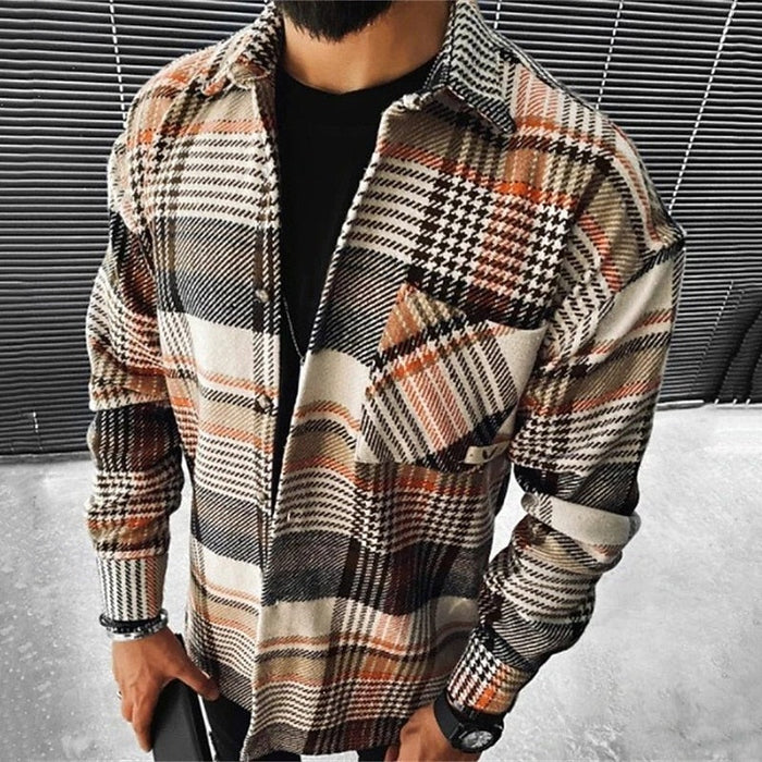 Solidny w kratę Overshirt