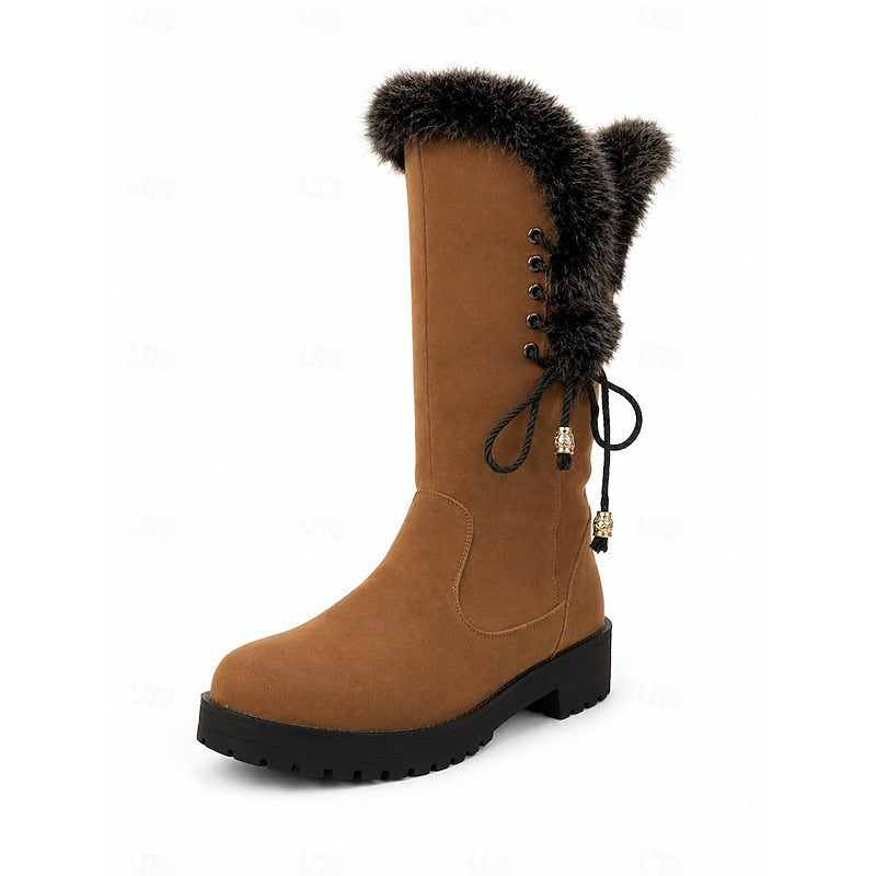 Obszyty futerkiem kolano-wysoki buty zimowe