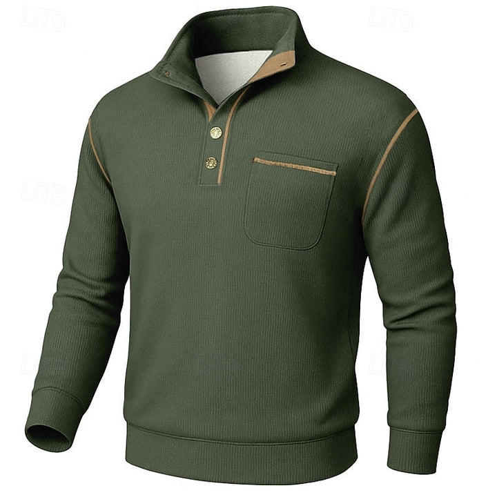 Fakturowany Half-Button sweter