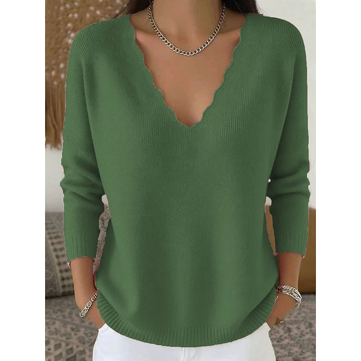 Scalloped dekolt V Halloween sweter