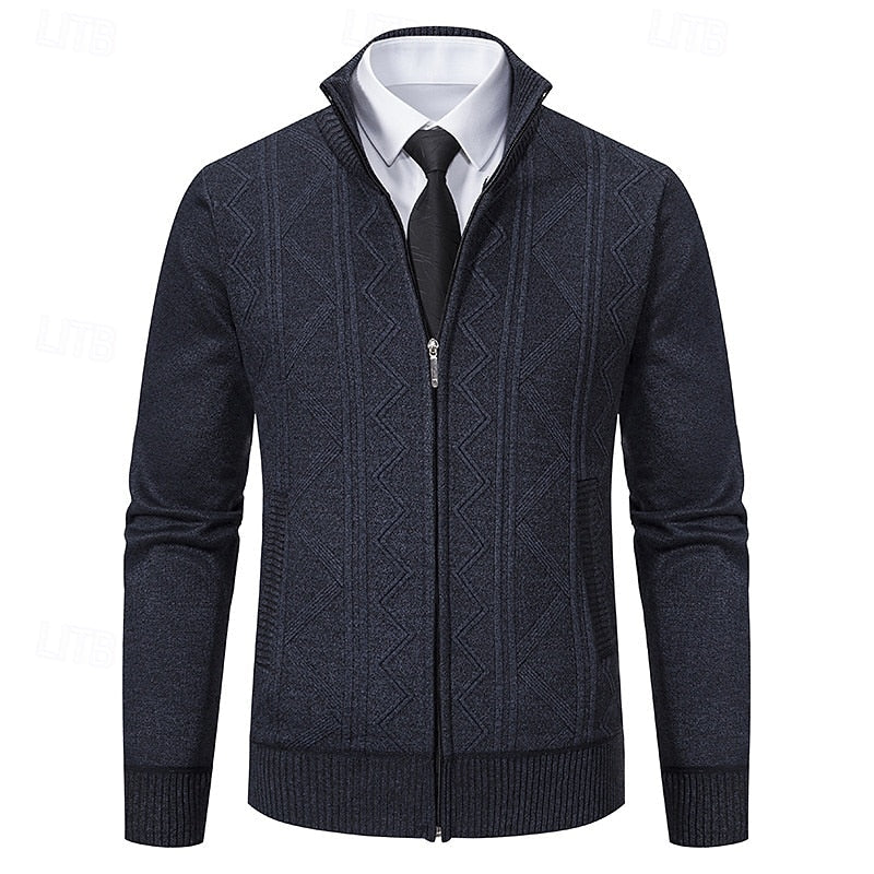 Fakturowany Zip-Up kardigan