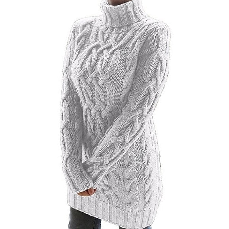 Cable-Textured sweter z golfem sukienka