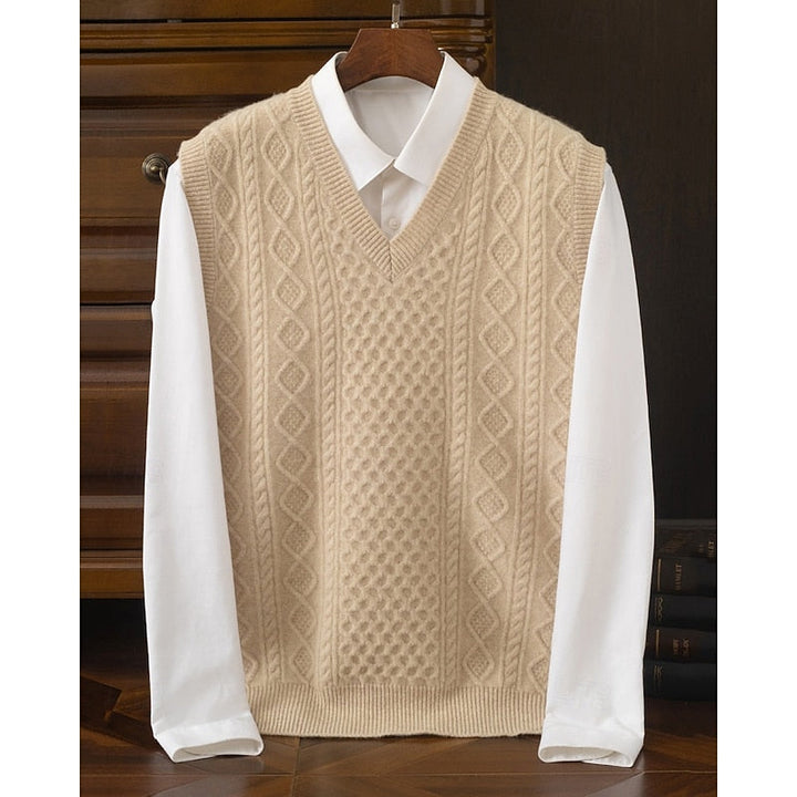 Cable-Textured sweter z dekoltem V kamizelka
